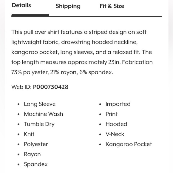 NWT WALLFLOWER Junior Arrow Striped Hooted Top Size Medium - Picture 5 of 6